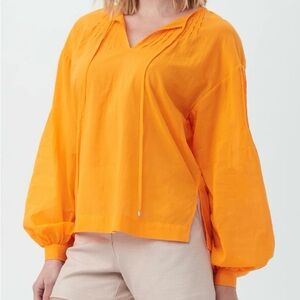 NWT $248 Trina Turk Cape Coral Tie Front Top Blouse, XS, Florida Orange‎